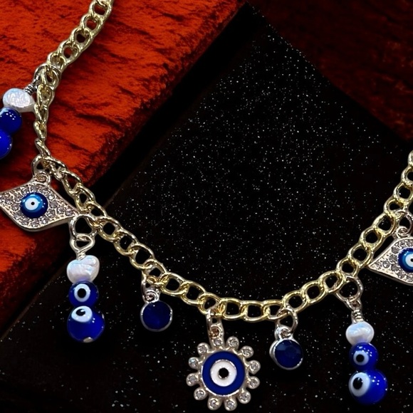 Evil eye charm necklace. 19” - Picture 7 of 16